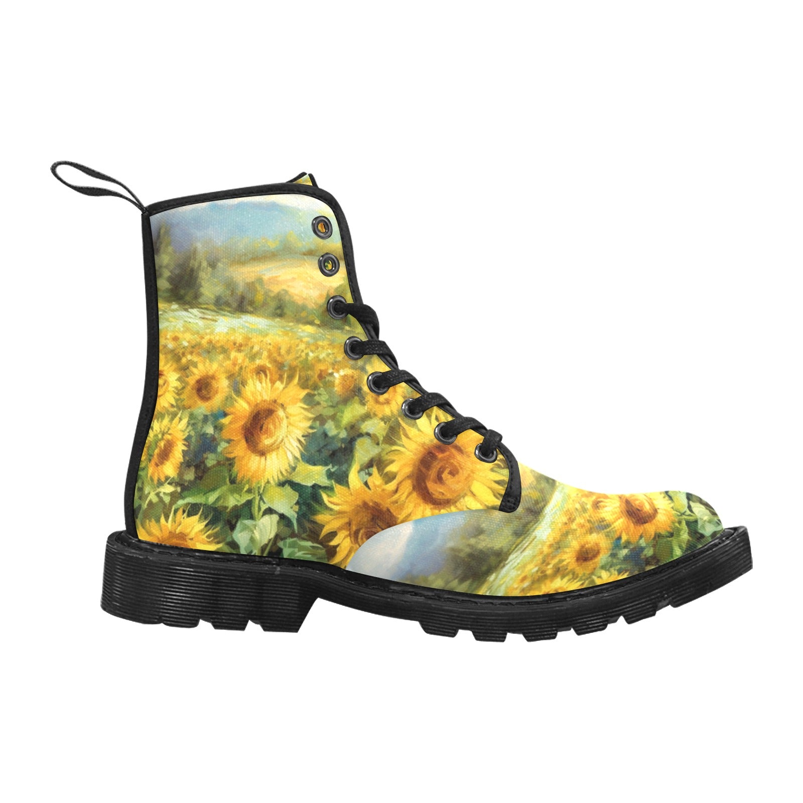 Sunflower Fields Women's Lace Up Canvas Boots - Black - Cranberry Lake Design Co.  #