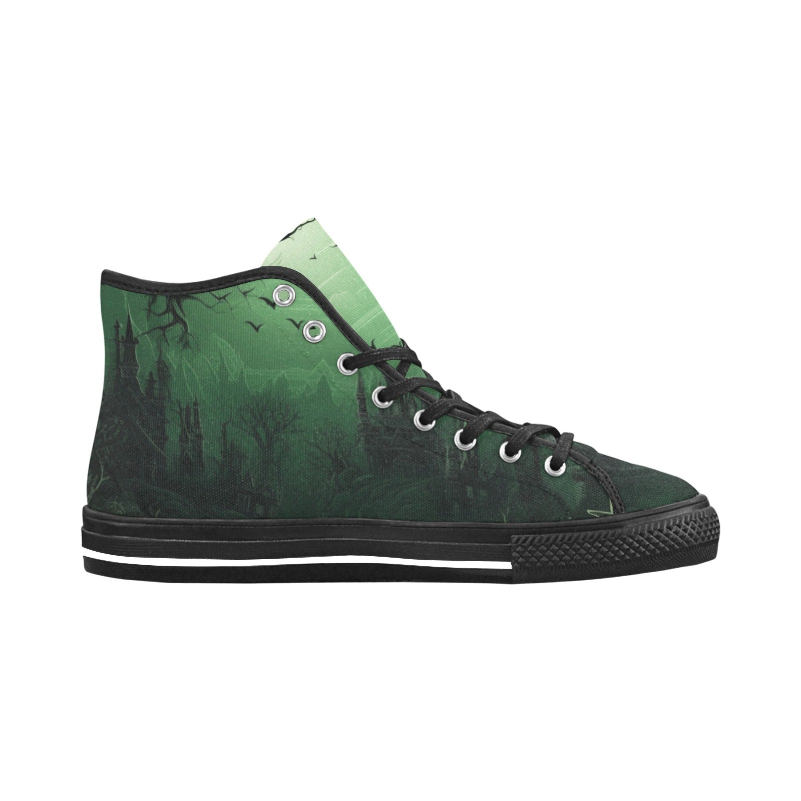 Halloween Pattern Black Green Vancouver High Top Canvas Women's Shoes - Cranberry Lake Design Co.  #