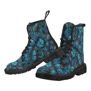 Women's Blue Butterfly Lace Up Canvas Boots - Cranberry Lake Design Co.  #