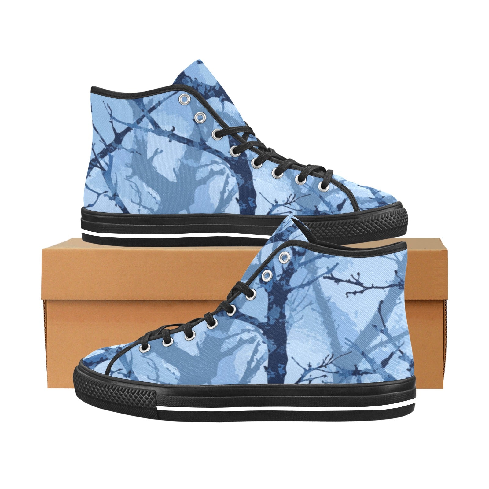 Cranberry Lake Designs Vancouver High Top Blue Camo Canvas Women's Shoes - Cranberry Lake Design Co.  #