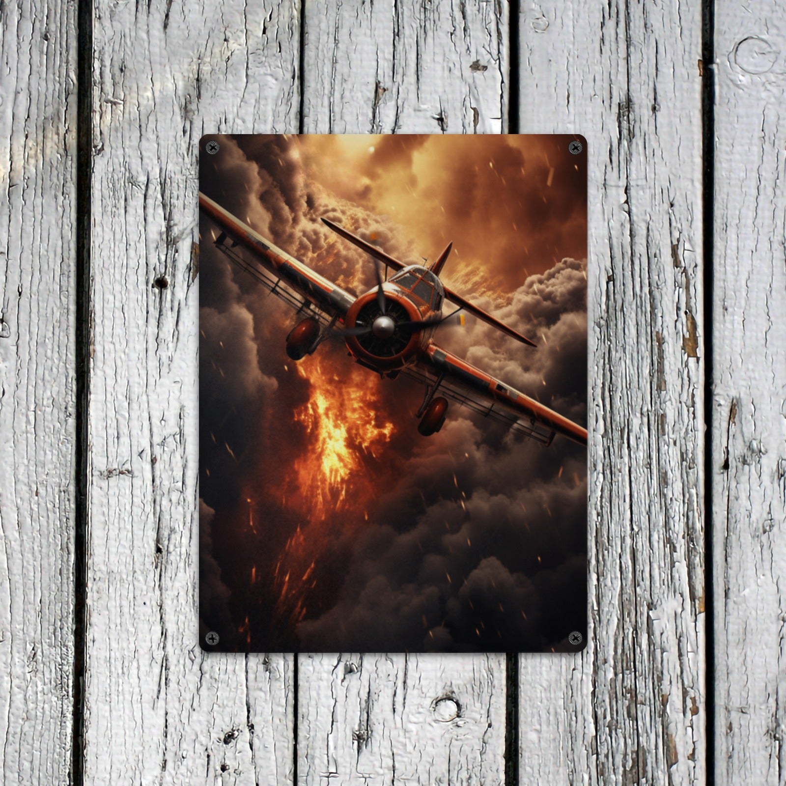 Kids Game Room Home Decor Wall Art Poster Military Airplane Sign Indoor / Outdoor Metal Tin Sign 12"x16"