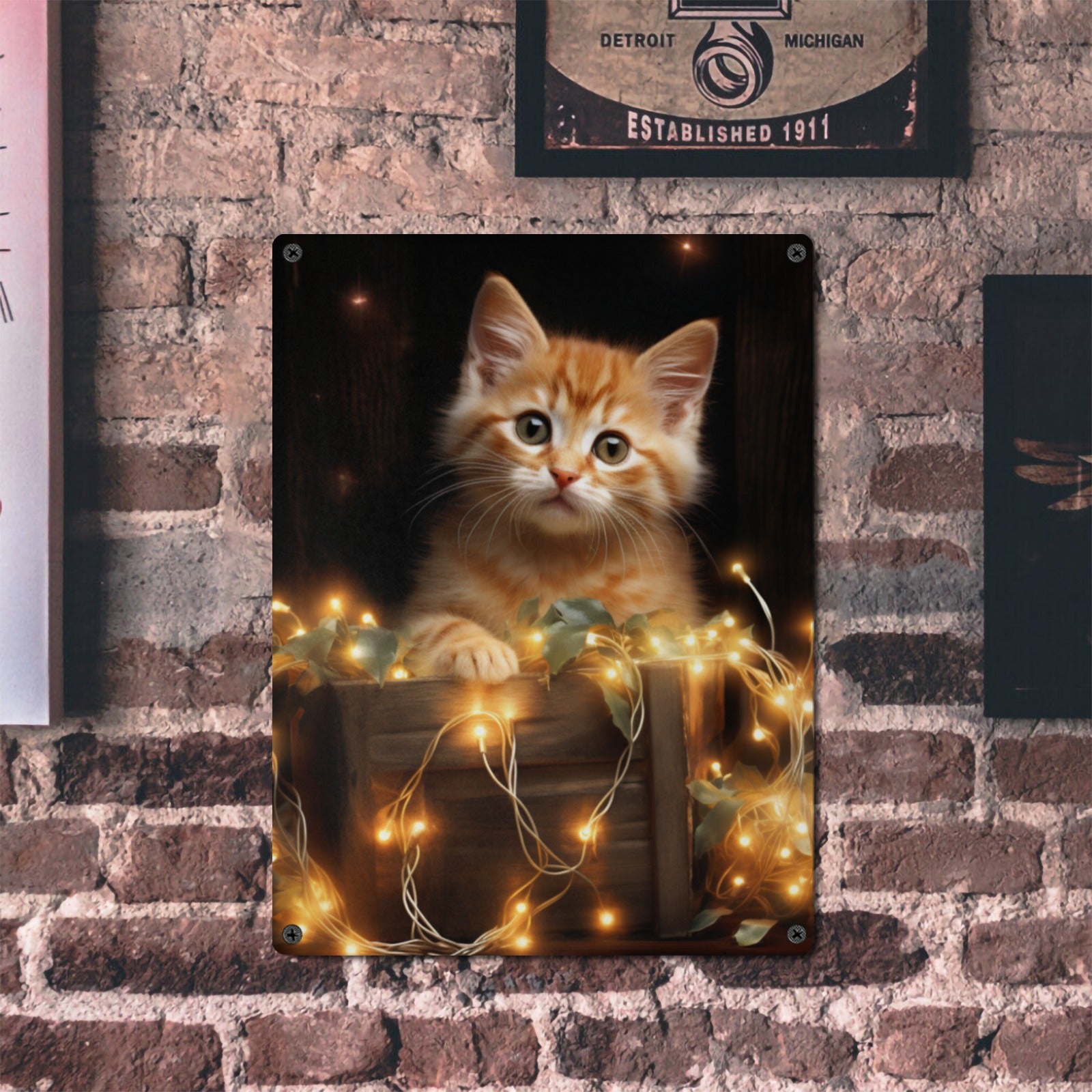 Cozy Kitten in a Box Metal Tin Sign - Cranberry Lake Design Co.  #