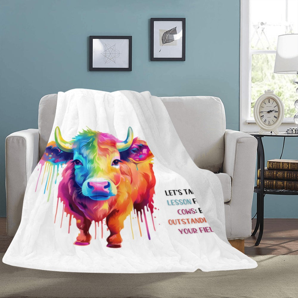 Colorful Cow Blanket - Inspirational Quote Throw - Soft Plush - 60x80