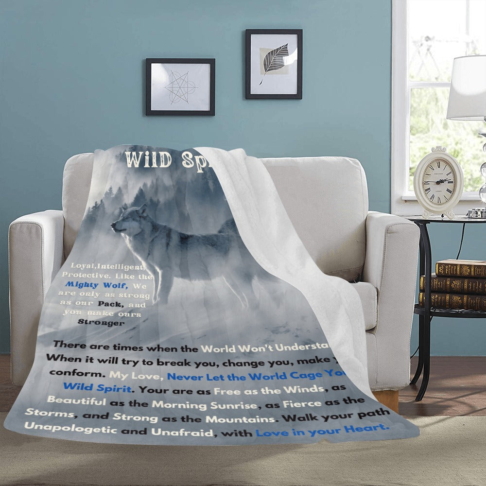 Motivational Wolf Blanket with Custom Name - Encouragement & Strength Gift