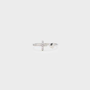 Heart Shape Cross Inlaid Zircon Open Ring