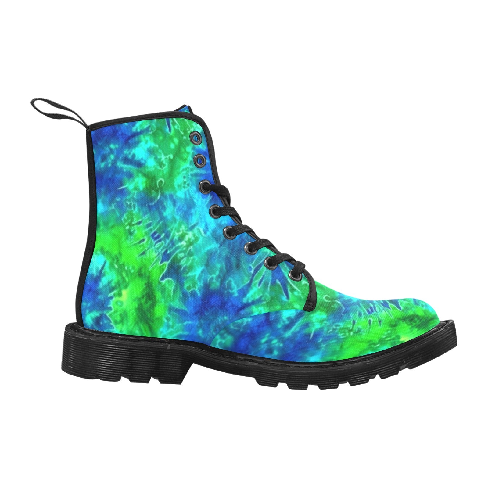 Blue & Green Tie Dye Women's Lace Up Canvas Boots - Cranberry Lake Design Co.  #