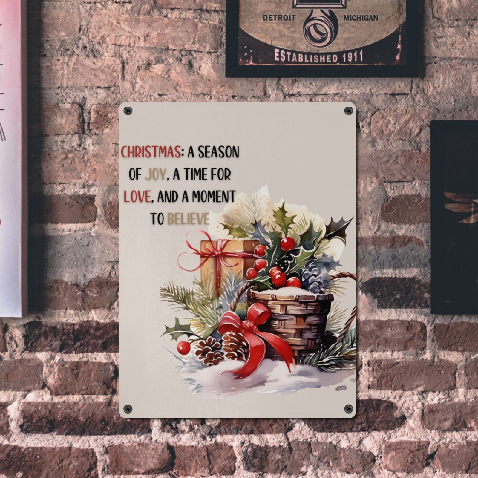 Christmas Holiday Sign Home Decor Wall Art Poster Saying Sign Indoor / Outdoor Metal Tin Sign 12"x16"