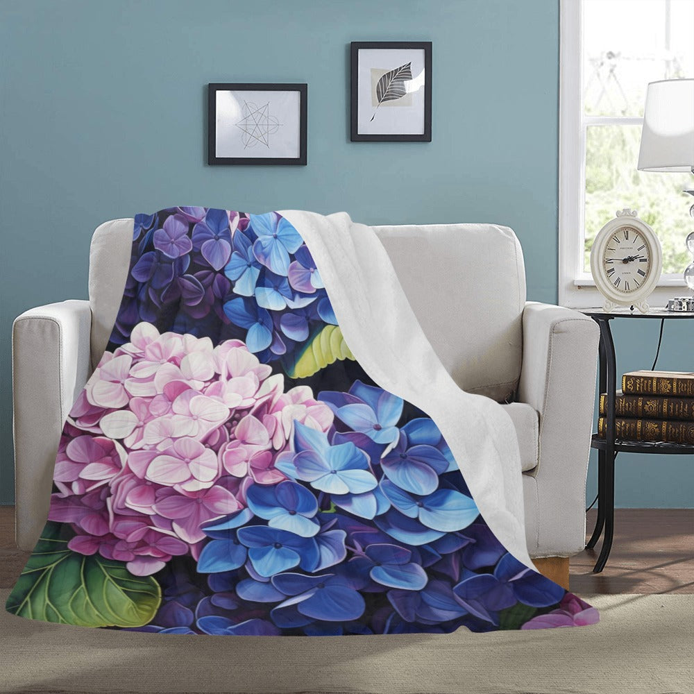 Hydrangea Fleece Blanket | Ultra-Soft Micro Fleece | Floral Throw Blanket | 60x80 | Ships from USA