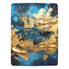 Cranberry Lake Designs Ultra-Soft Micro Fleece Blanket in Blue and Gold Paint