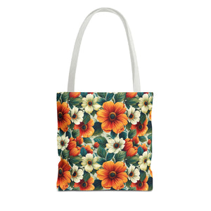 Orange & White Flower Summer Tote Bag