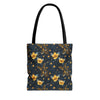 Whimsical Gold Floral Bee Fairycore Tote Bag