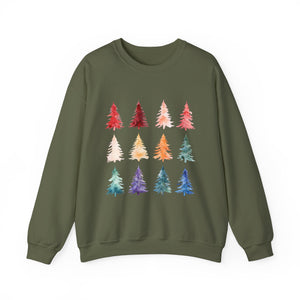 Unisex Watercolor Christmas Tree Festive Holiday Sweater Unisex Heavy Blend™ Crewneck Sweatshirt