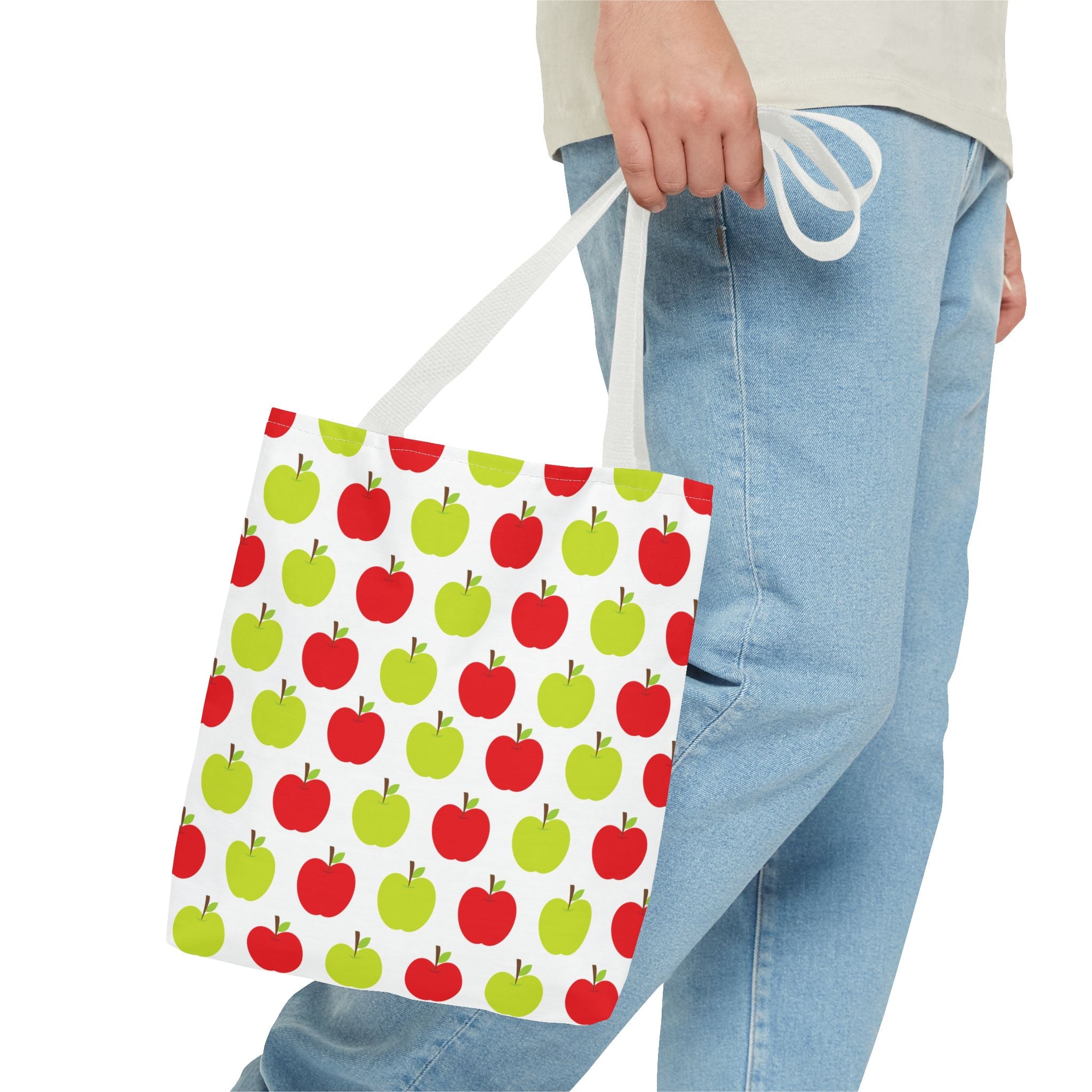 Red & Green Apple Print Back to School Tote Bag