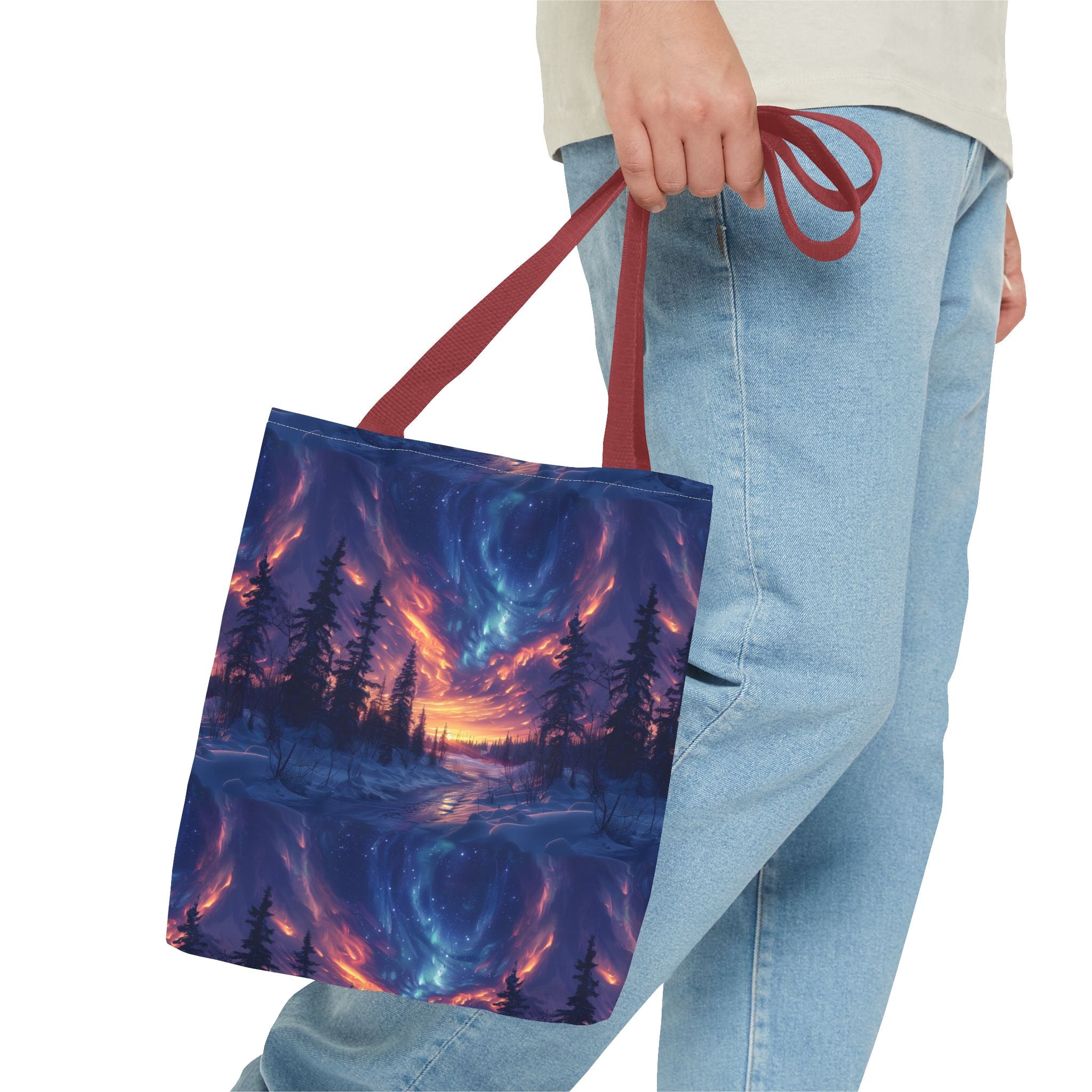 Winter Northern Lights Tote Bag