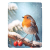 Winter Robin Blanket - Festive Holiday Bird Throw - Soft Plush - 60x80