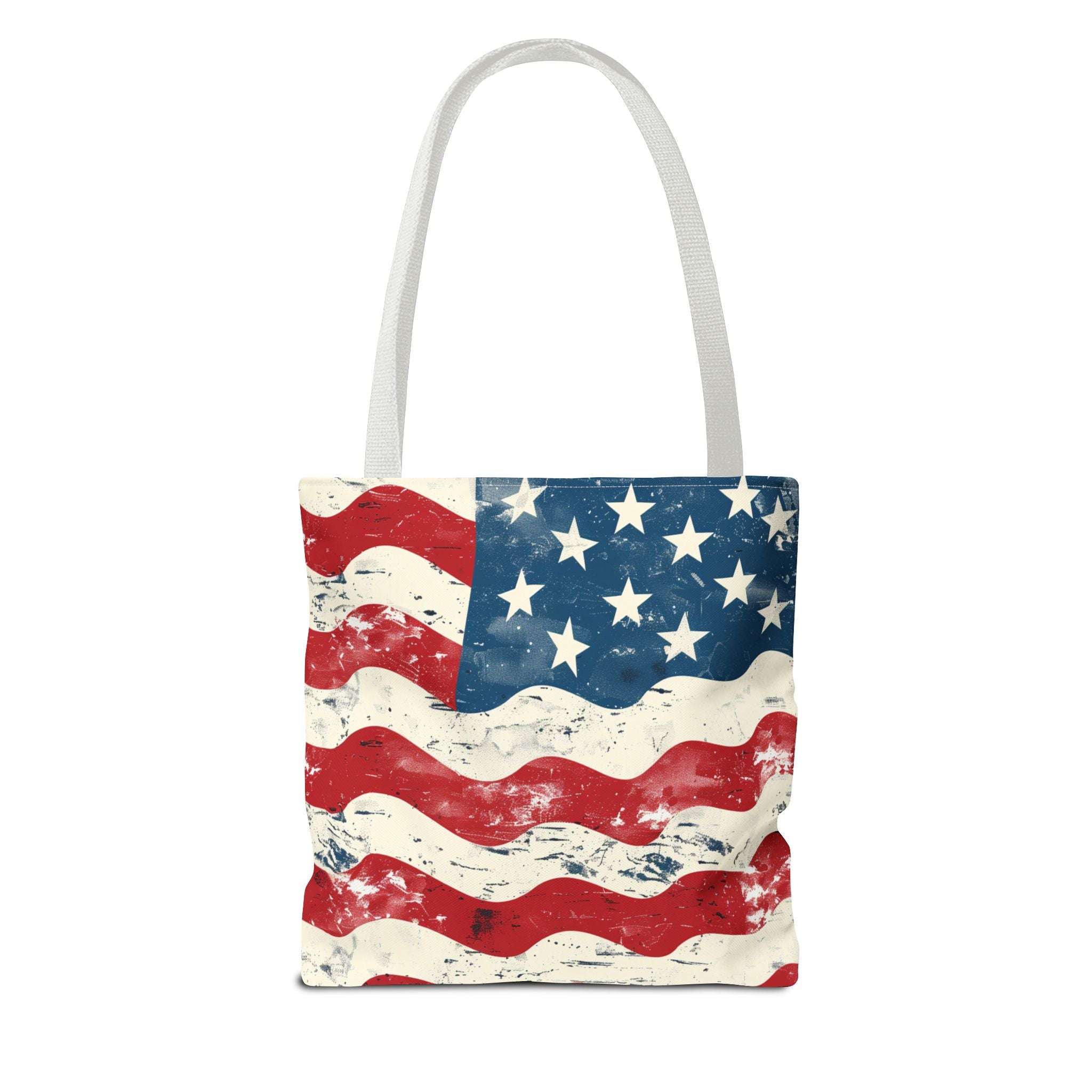 Red, Blue & White Starts American Flag Pattern Patriotic Tote Bag