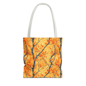 Stylish and Durable Custom-Printed Tote Bags with Autumn Leaf Design, Available in 3 Sizes