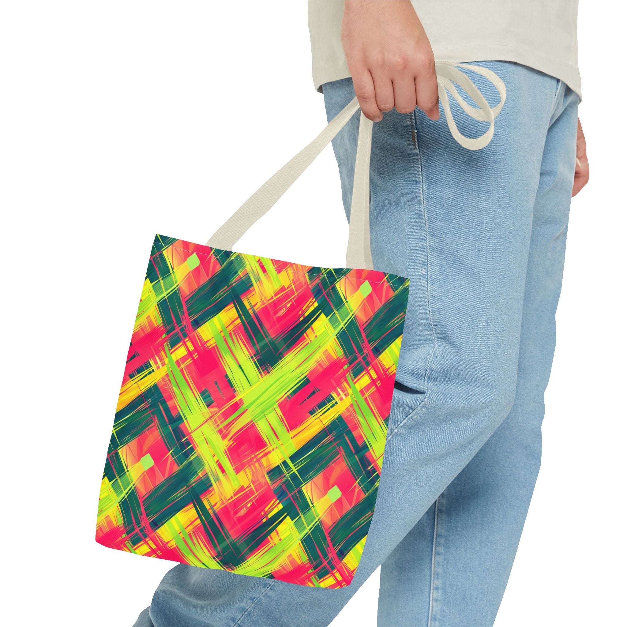 Pink Yellow Green Pattern Eccentric Tote Bag