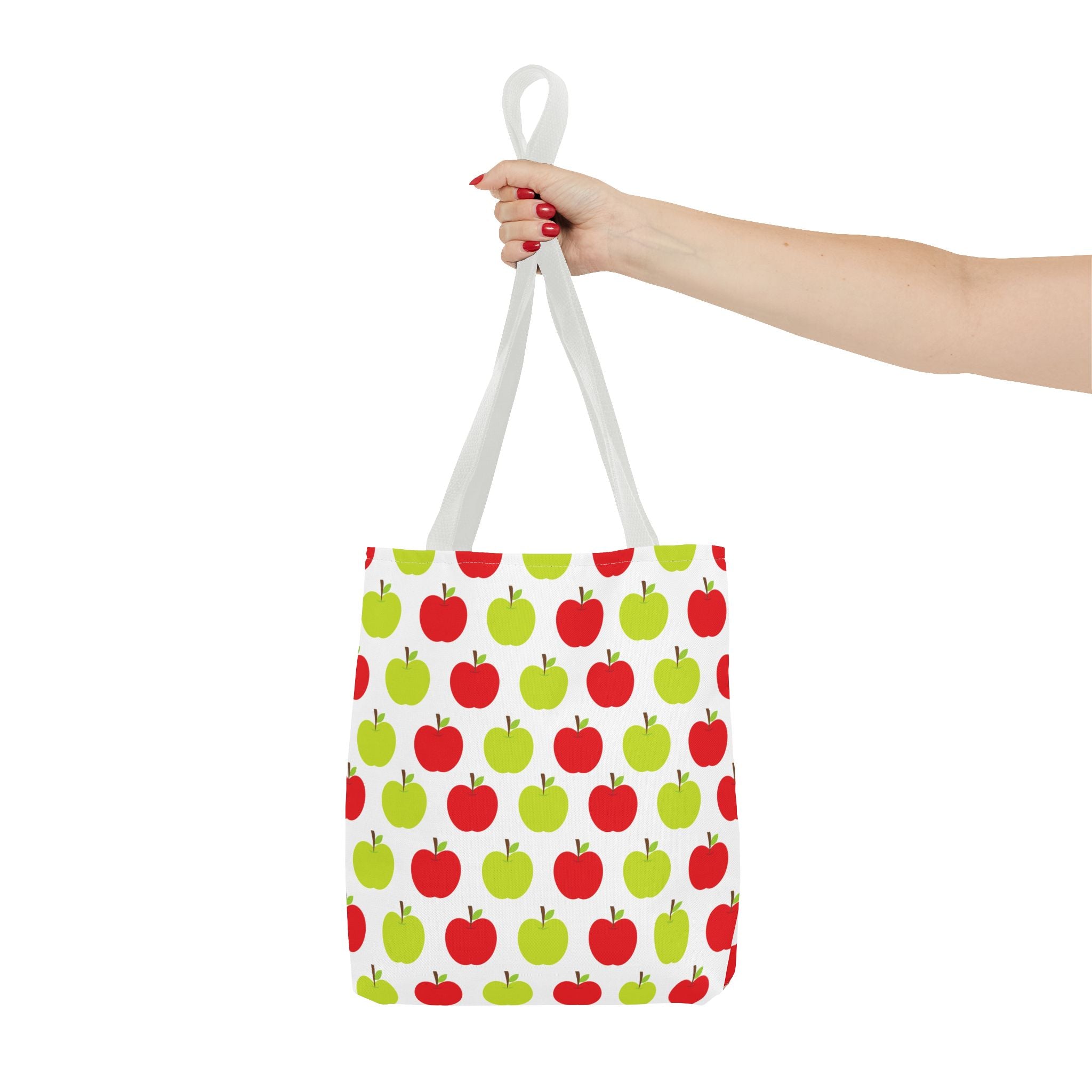 Red & Green Apple Print Back to School Tote Bag