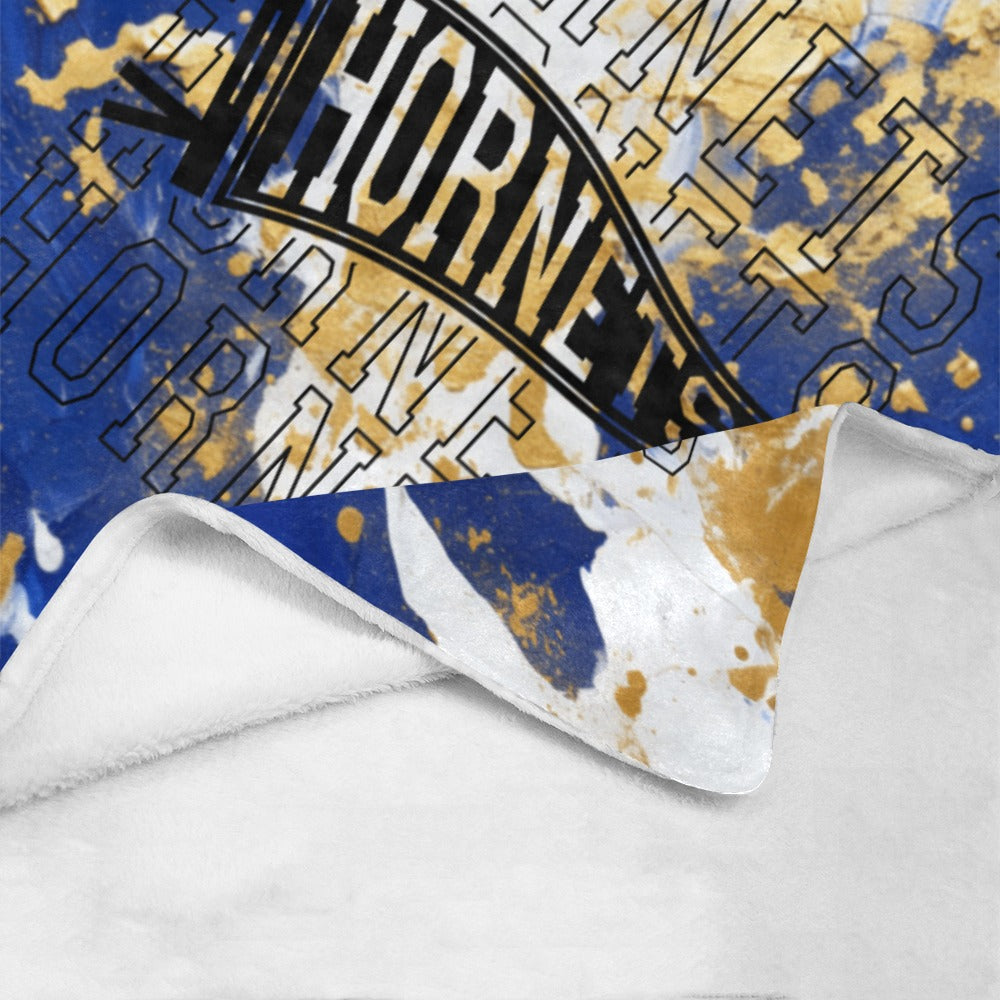 Cranberry Lake Designs Hornets Logo Blanket - Blue and Gold Paint