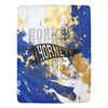 Cranberry Lake Designs Hornets Logo Blanket - Blue and Gold Paint