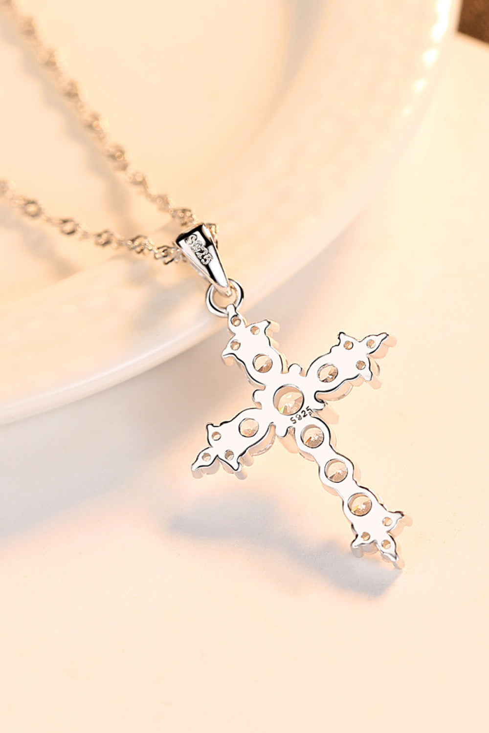 Sparkling Zircon Cross Necklace for Women - 925 Sterling Silver - Elegant Gift!