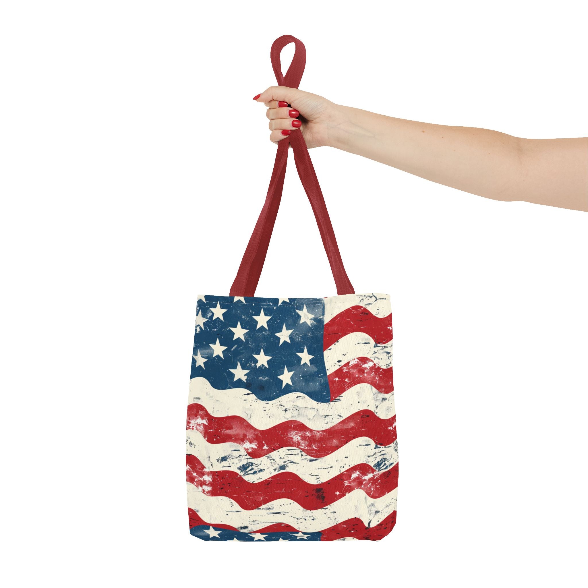 Red, Blue & White Starts American Flag Pattern Patriotic Tote Bag