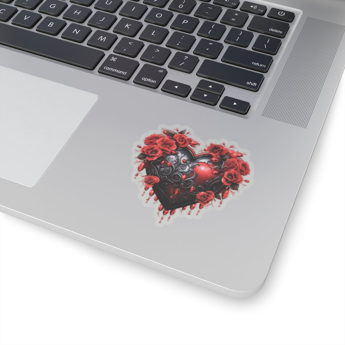 Black & Red Roses Heart Vinyl Sticker