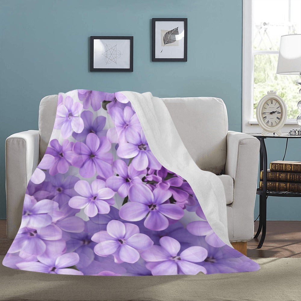 Lilac Floral Throw Blanket - Ultra-Soft 60x80 Fleece Blanket with Elegant Purple Lilac Design