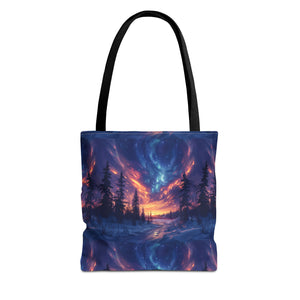 Winter Northern Lights Tote Bag