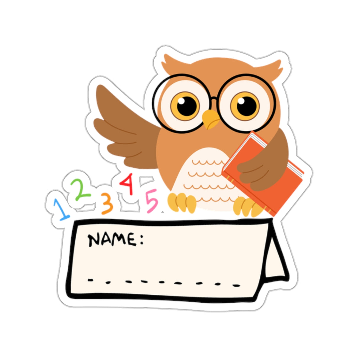 Learning Animals Cute Owl School Name Tag Kiss-Cut Sticker for Kids Back to School - Cranberry Lake Design Co.  #