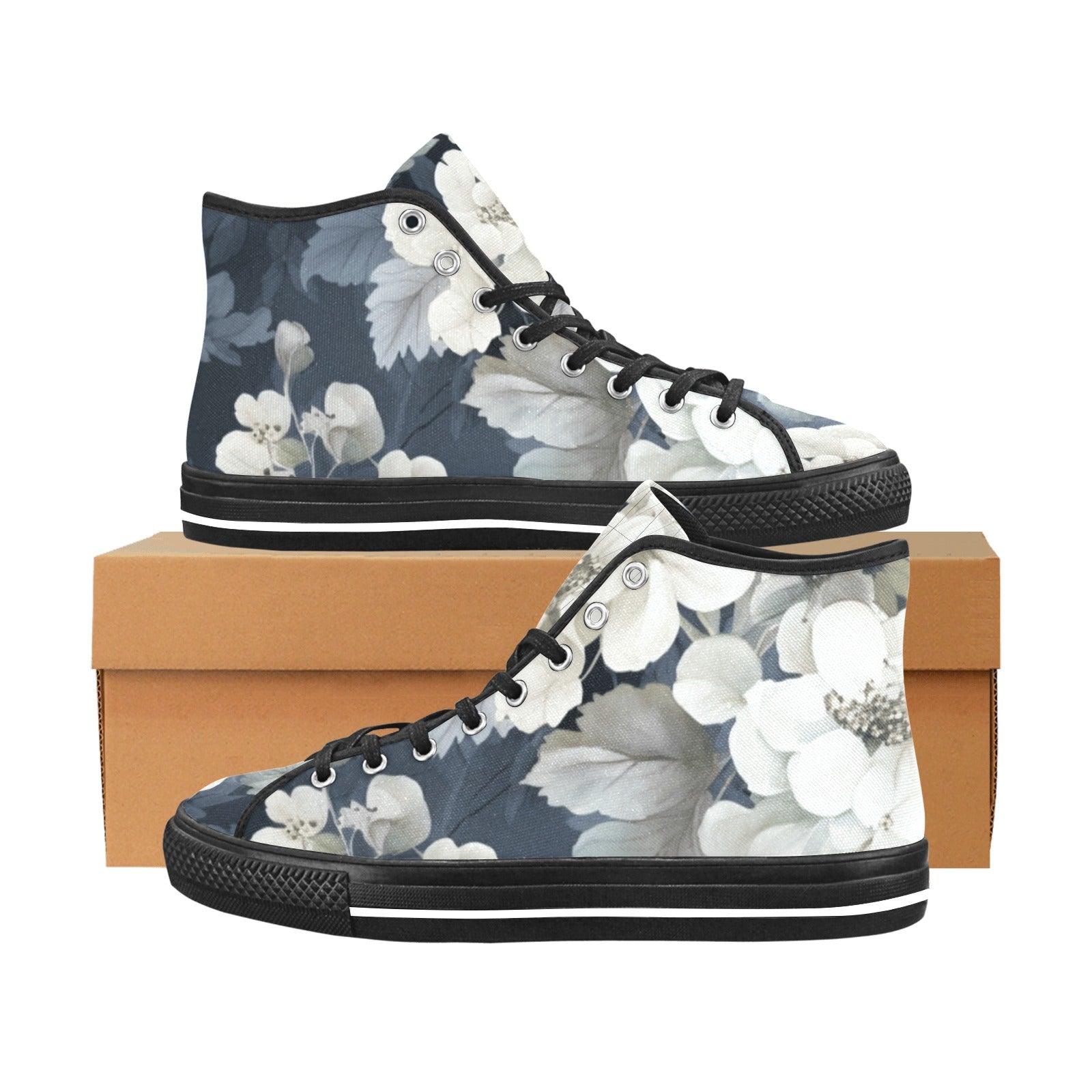 Cranberry Lake Designs Vancouver High Top Canvas Shoes: Floral Elegance - Cranberry Lake Design Co.  #