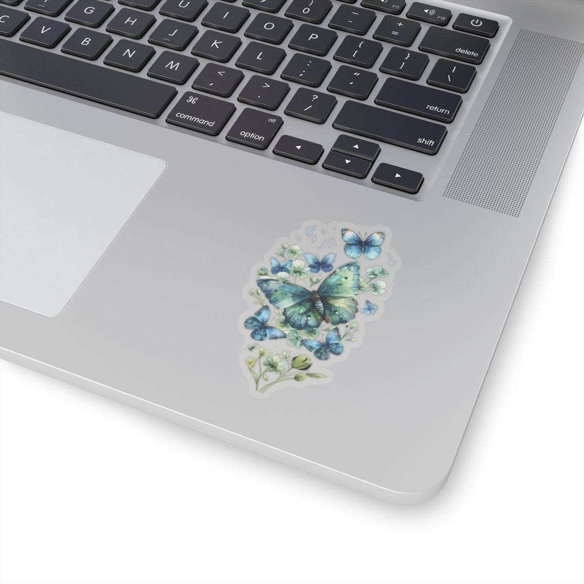 Blue Green Floral Butterfly Vinyl Sticker