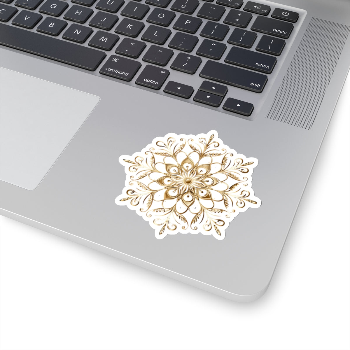 Gold Ornate Snowflake Holiday Christmas Vinyl Sticker