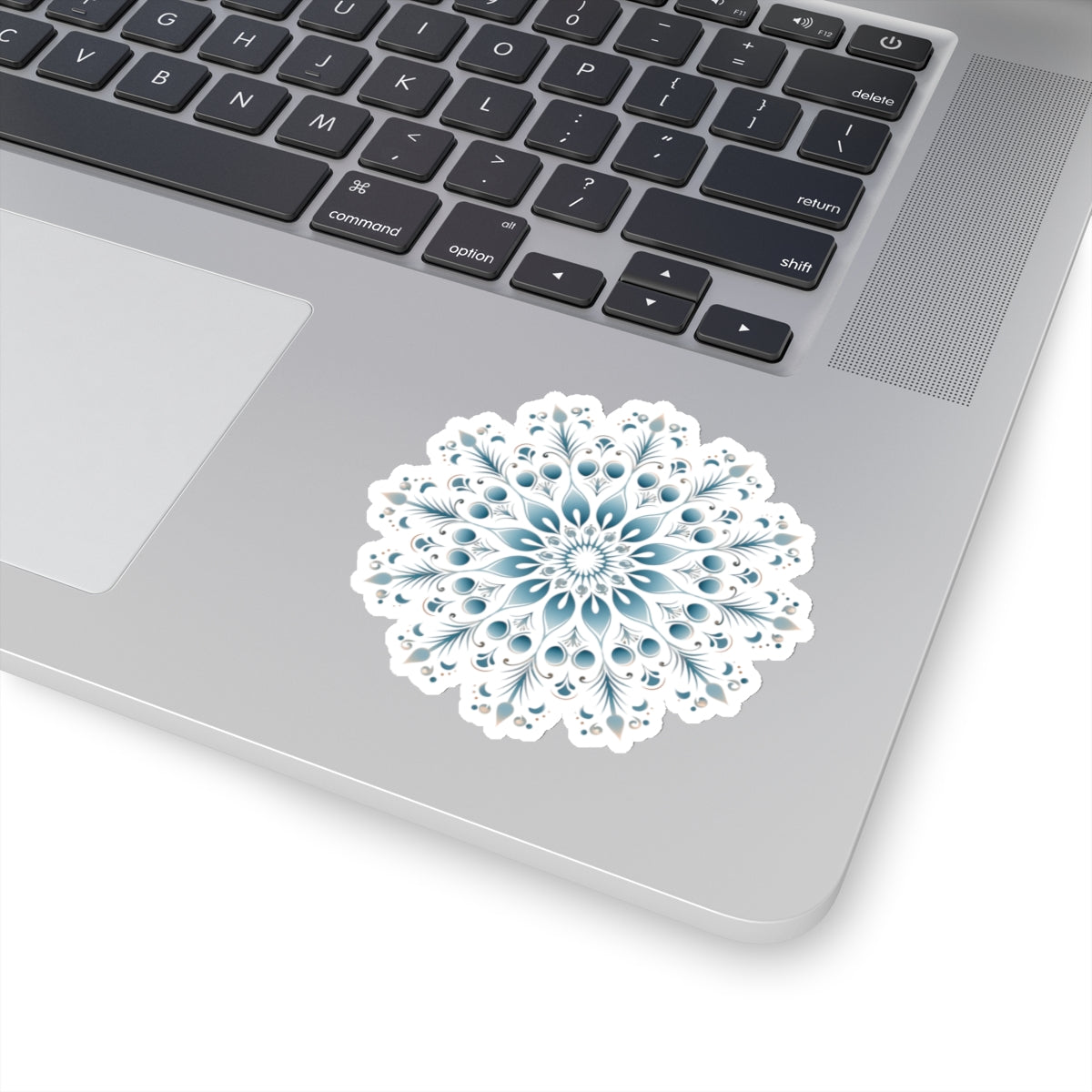 Light Blue Ornate Snowflake Holiday Christmas Vinyl Sticker