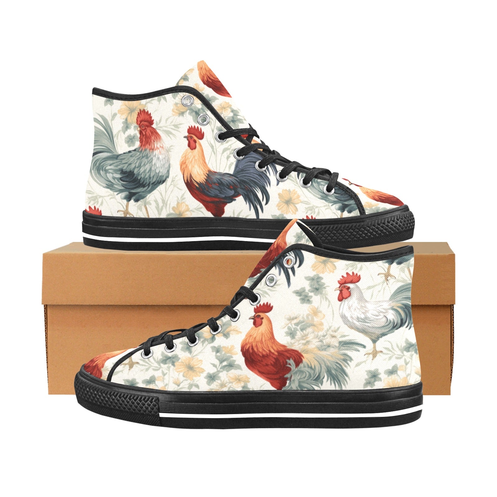 Quirky Roosters High-Top Canvas Shoes - Cranberry Lake Design Co.  #