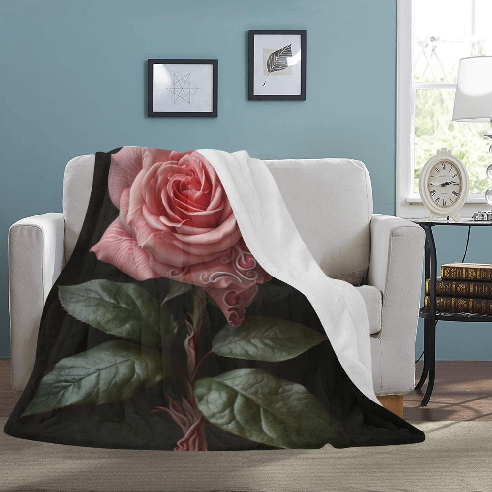 Gothic Rose Blanket - Soft Plush Throw - Floral Bedding - 60x80