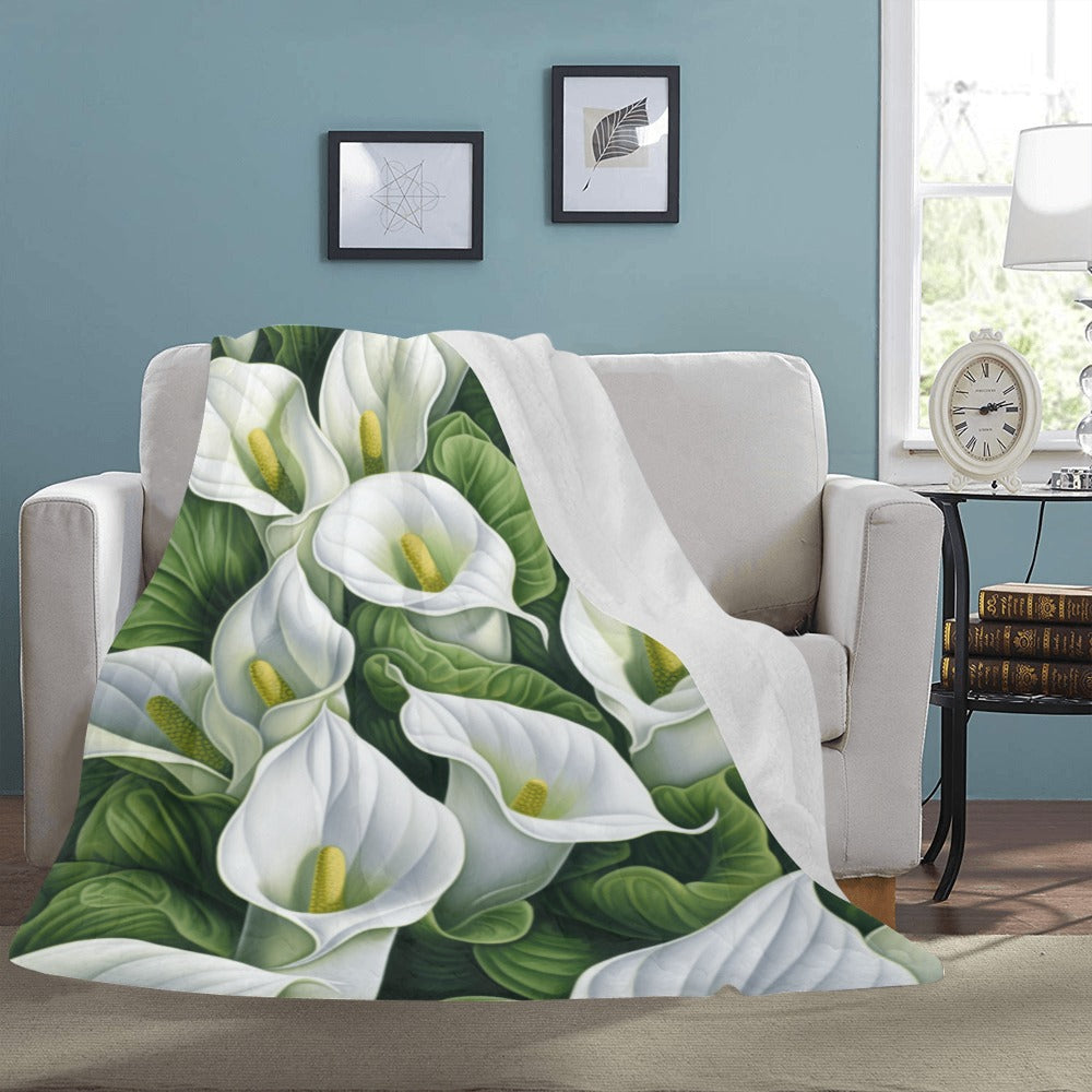 White Calla Lilly Cranberry Lake Designs Ultra-Soft Micro Fleece Blanket 60" x 80"