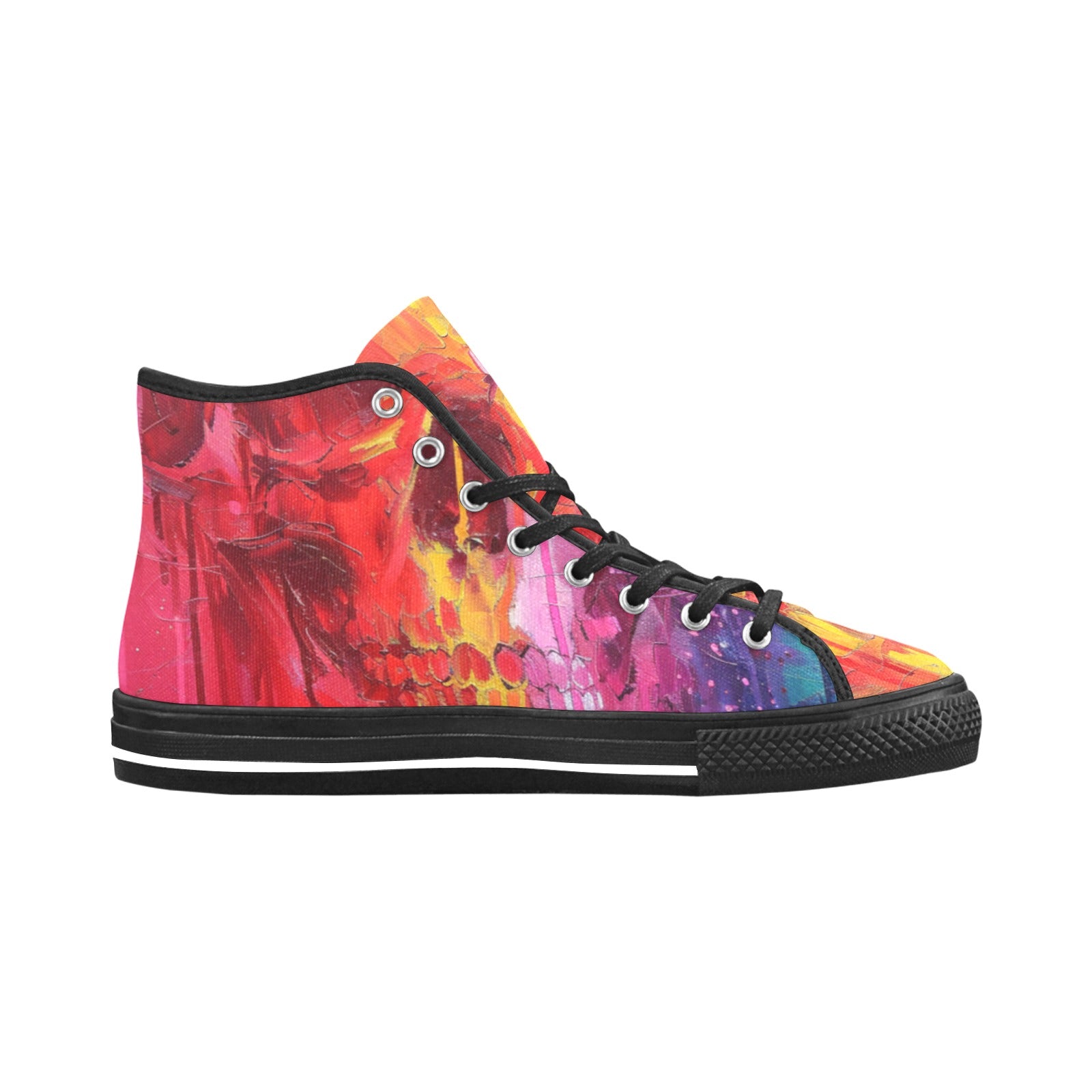 Rainbow Skull Vancouver High Top Canvas Women's Shoes - Cranberry Lake Design Co.  #