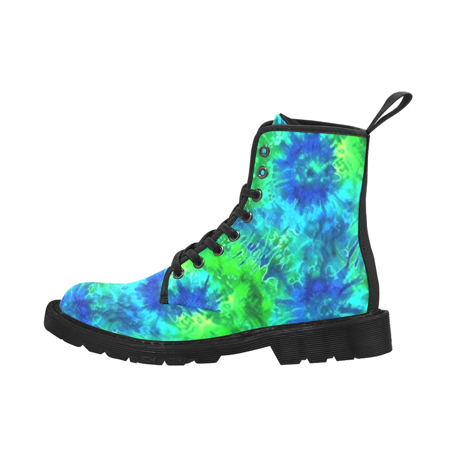 Blue & Green Tie Dye Women's Lace Up Canvas Boots - Cranberry Lake Design Co.  #