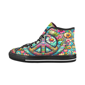 Cranberry Lake Designs Vancouver High Top Canvas Peace Sign Women's Shoes - Cranberry Lake Design Co.  #