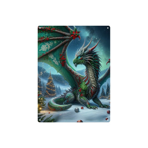 Enchanting Christmas Dragon Metal Wall Art - Cranberry Lake Design Co.  #