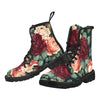 Rose Flower Floral Pattern Women's Lace Up Canvas Boots - Cranberry Lake Design Co.  #