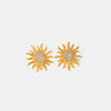 Stainless Steel Inlaid Rhinestone Sun Shape Stud Earrings