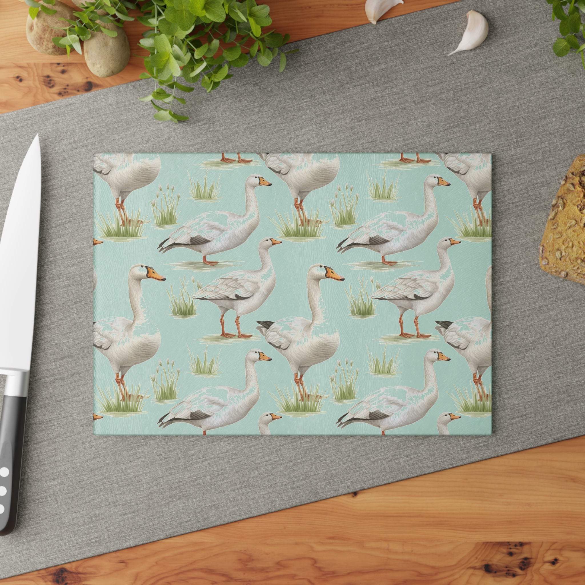 Country Rustic Goose Glass Cutting Board - Kitchen Home Decor