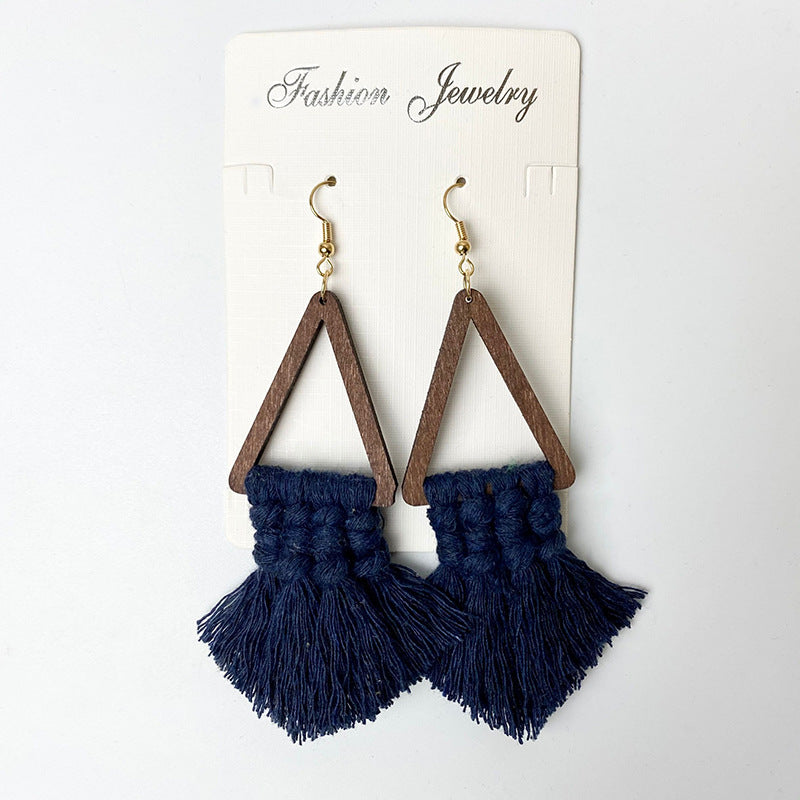 Tassel Detail Geometric Earrings