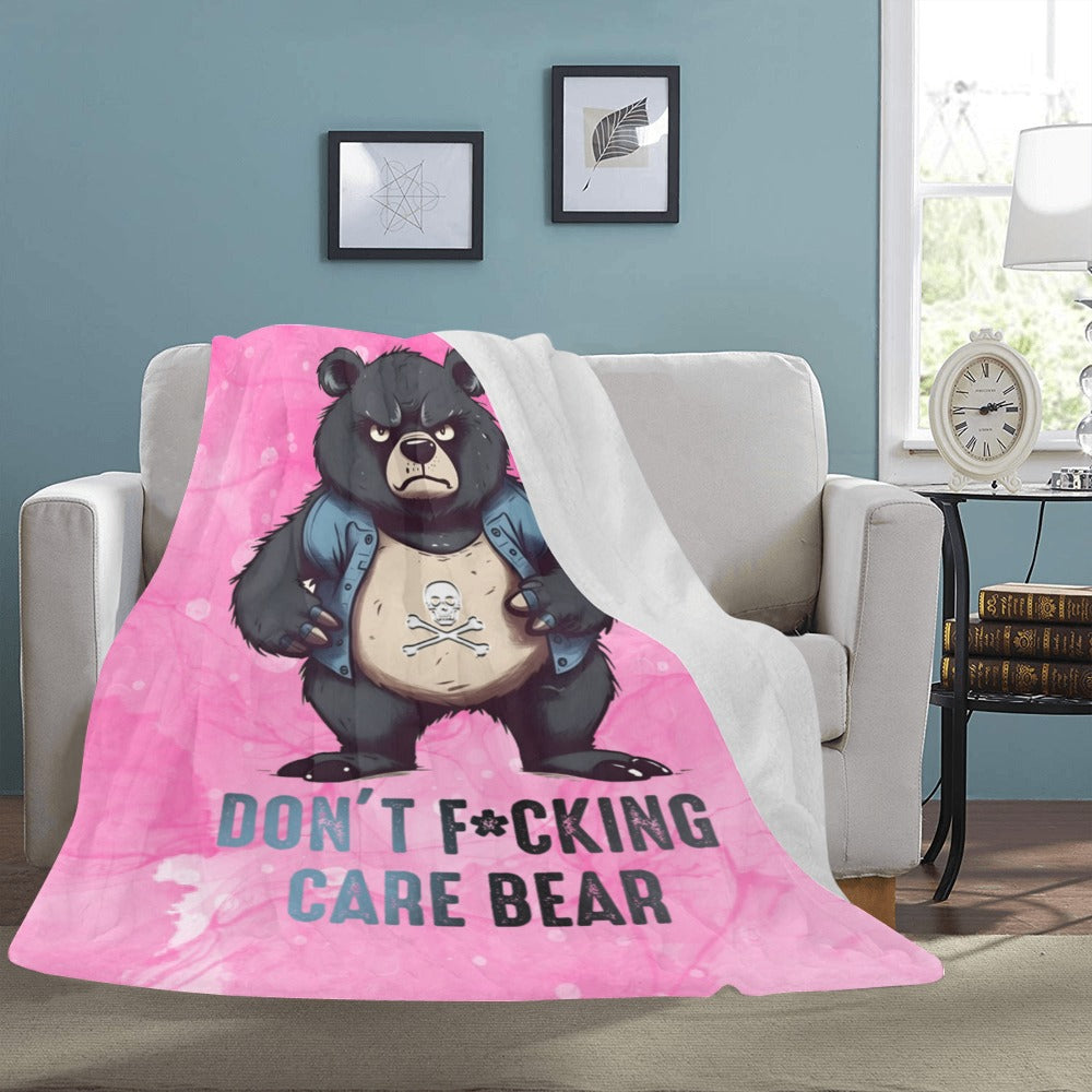 "Don't F*cking Care Bear" Fleece Blanket - Funny Gift for Grumpy Friends