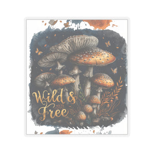 Black Whimsical Fairycore Wild & Free Mushroom Vinyl Sticker