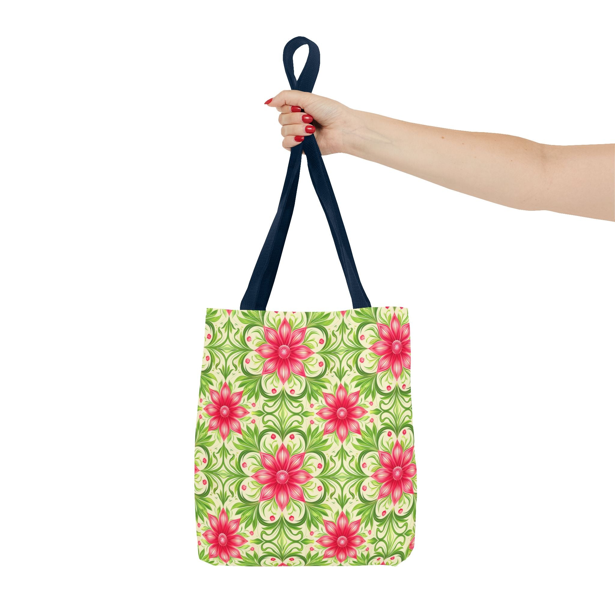 Pink & Green Floral Pattern Eccentric Tote Bag