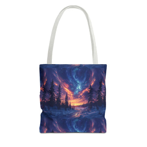 Winter Northern Lights Tote Bag